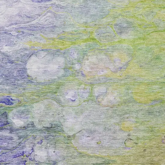 Artichoke Green Purple And Lilac Abstract Washable Indoor Outdoor Area Rug Photo 5