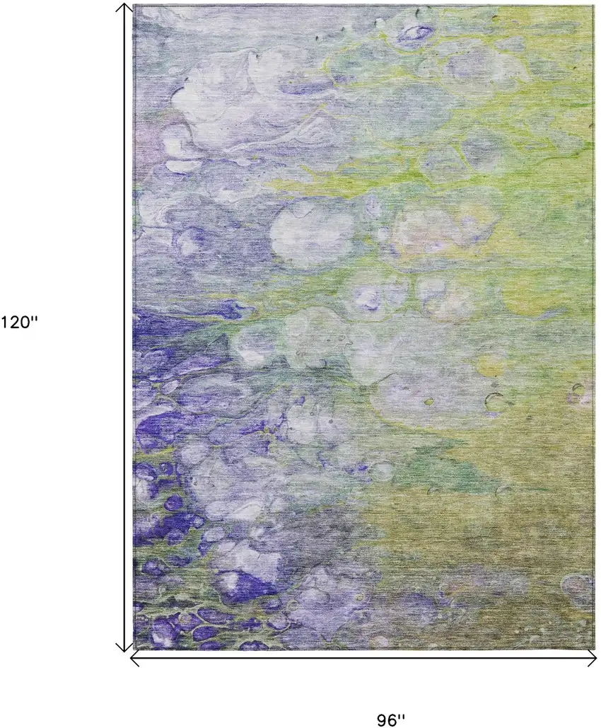 Artichoke Green Purple And Lilac Abstract Washable Indoor Outdoor Area Rug Photo 3