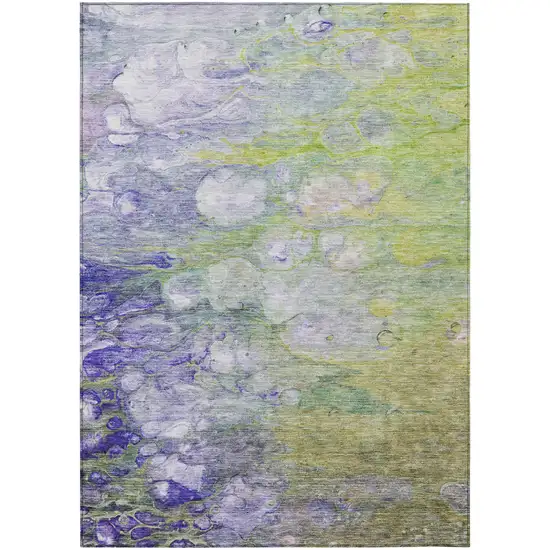 Artichoke Green Purple And Lilac Abstract Washable Indoor Outdoor Area Rug Photo 1