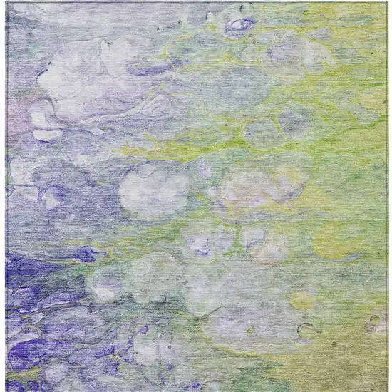 Artichoke Green Purple And Lilac Abstract Washable Indoor Outdoor Area Rug Photo 6