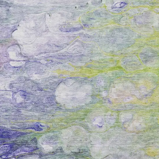 Artichoke Green Purple And Lilac Abstract Washable Indoor Outdoor Area Rug Photo 5
