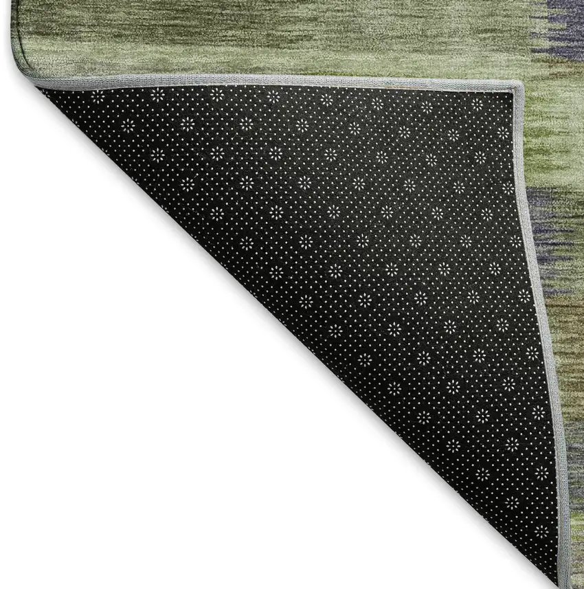 Artichoke Green Purple And Taupe Striped Washable Area Rug With UV Protection Photo 5