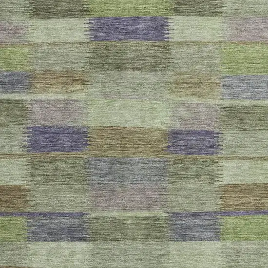 Artichoke Green Purple And Taupe Striped Washable Area Rug With UV Protection Photo 2
