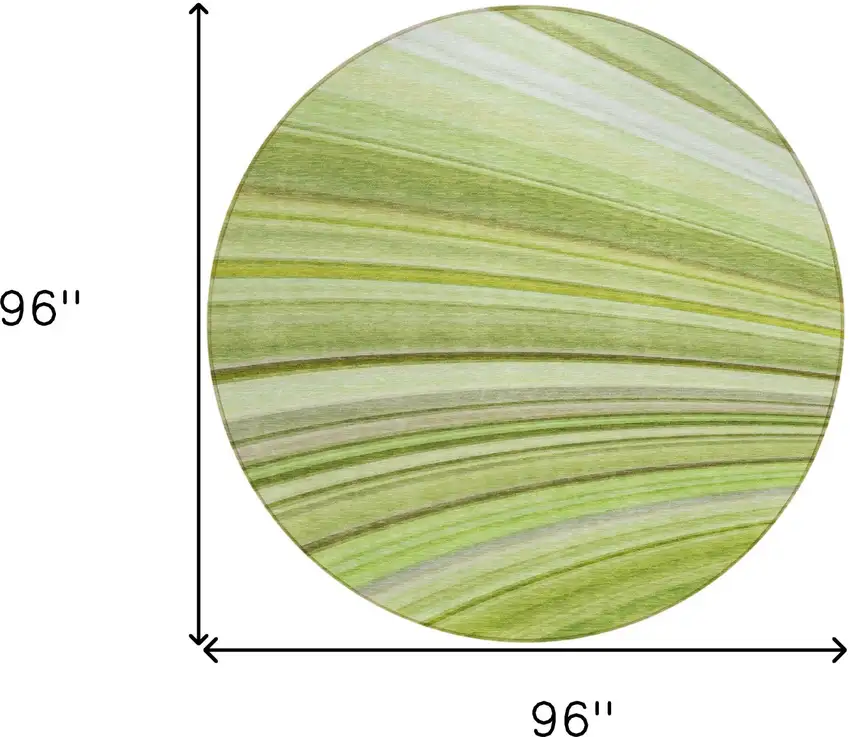Artichoke Green Round Abstract Washable Non Skid Indoor Outdoor Area Rug Photo 3