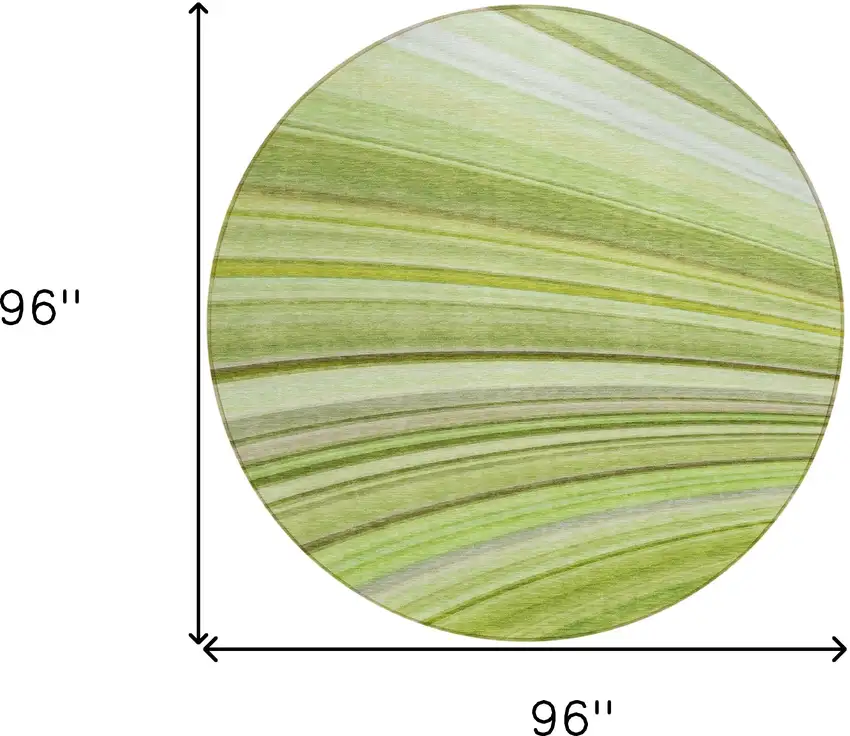 Artichoke Green Round Abstract Washable Non Skid Indoor Outdoor Area Rug Photo 3