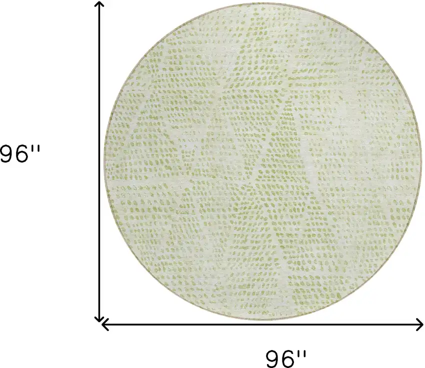 Artichoke Green Round Geometric Washable Non Skid Indoor Outdoor Area Rug Photo 3