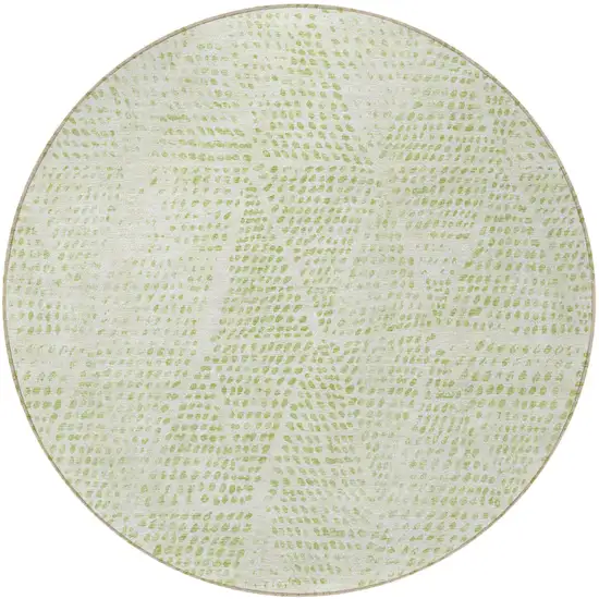 Artichoke Green Round Geometric Washable Non Skid Indoor Outdoor Area Rug Photo 5