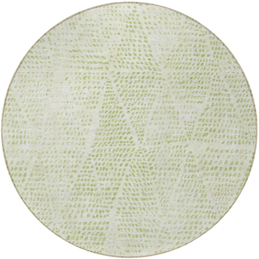 Artichoke Green Round Geometric Washable Non Skid Indoor Outdoor Area Rug Photo 5