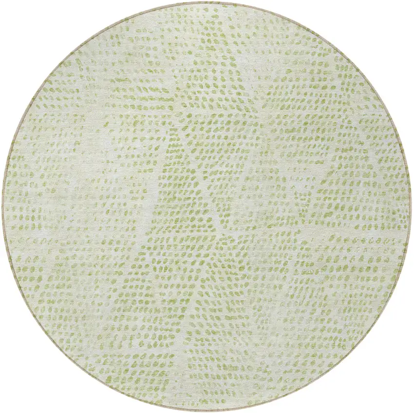 Artichoke Green Round Geometric Washable Non Skid Indoor Outdoor Area Rug Photo 5