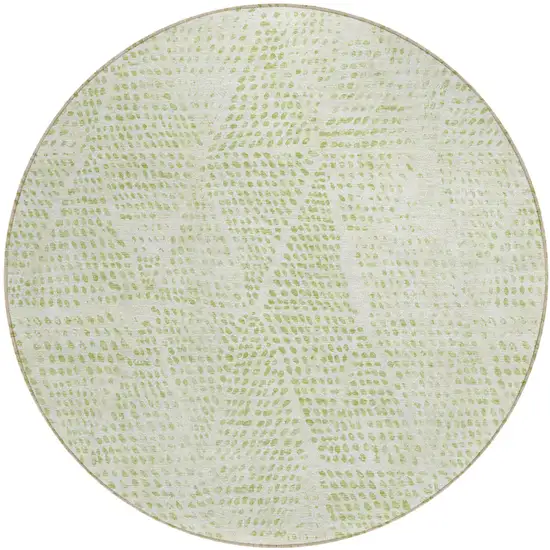 Artichoke Green Round Geometric Washable Non Skid Indoor Outdoor Area Rug Photo 2