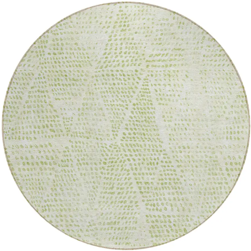 Artichoke Green Round Geometric Washable Non Skid Indoor Outdoor Area Rug Photo 2