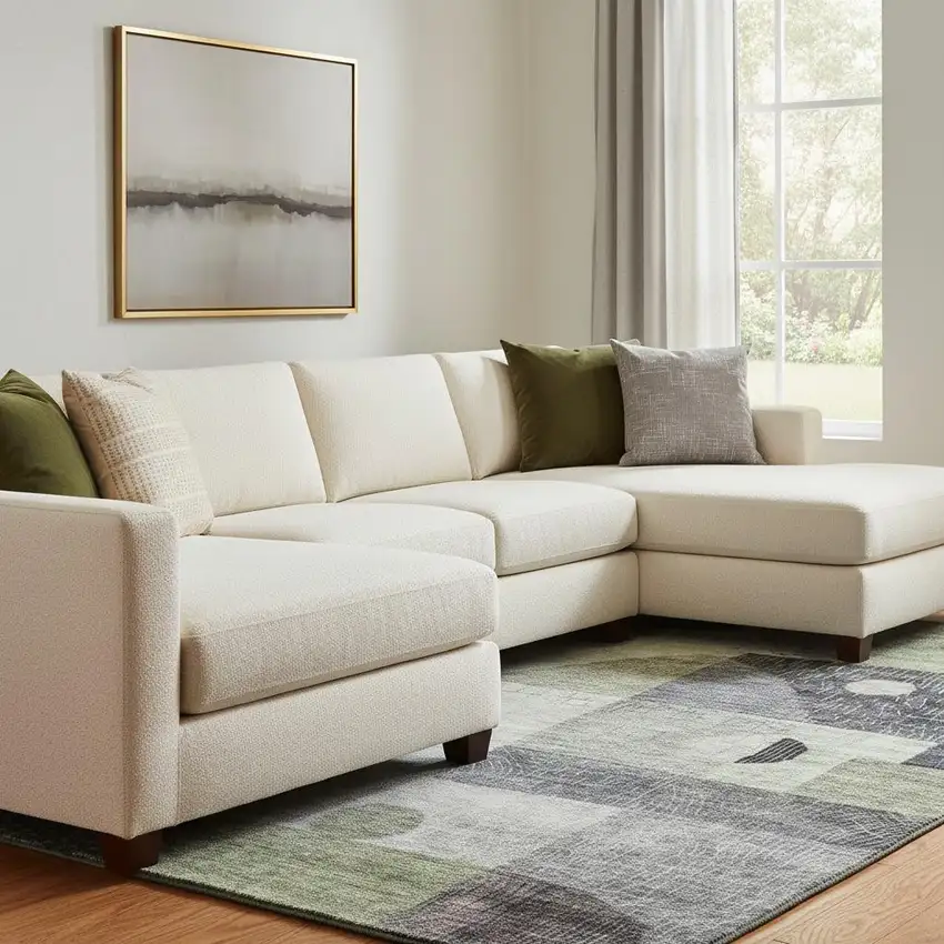 Artichoke Green Silver And Gray Geometric Washable Area Rug With UV Protection Photo 2