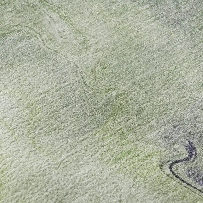 Artichoke Green Silver And Lavender Abstract Washable Area Rug With UV Protection Photo 8