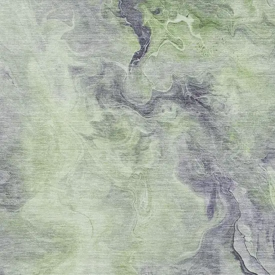 Artichoke Green Silver And Lavender Abstract Washable Area Rug With UV Protection Photo 2