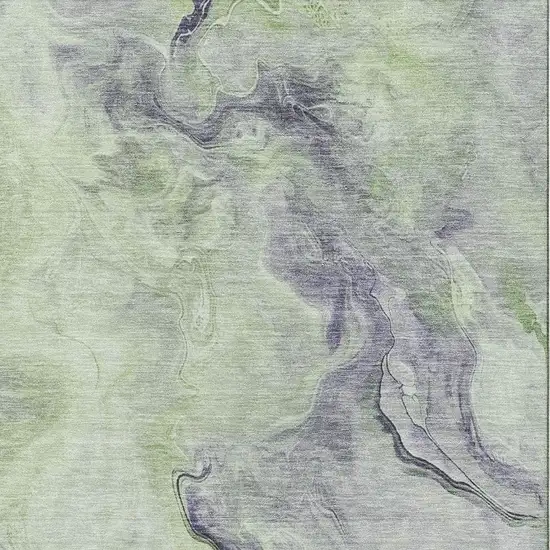 Artichoke Green Silver And Lavender Abstract Washable Area Rug With UV Protection Photo 2