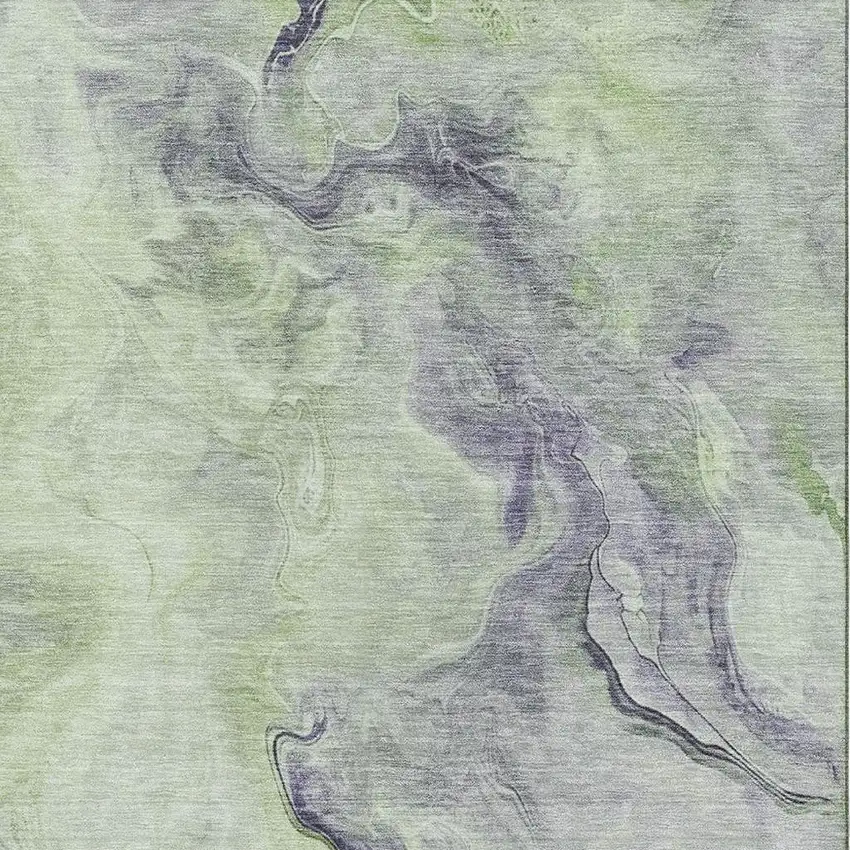 Artichoke Green Silver And Lavender Abstract Washable Area Rug With UV Protection Photo 2