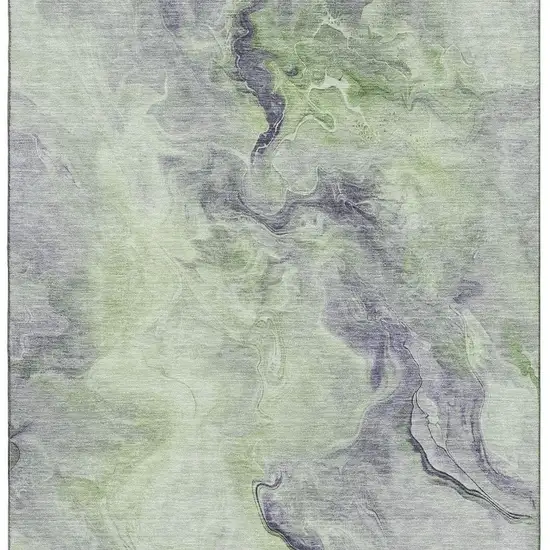 Artichoke Green Silver And Lavender Abstract Washable Area Rug With UV Protection Photo 3