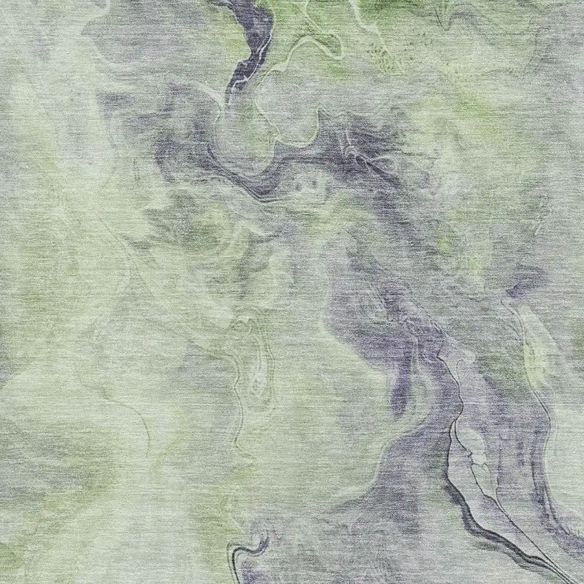 Artichoke Green Silver And Lavender Abstract Washable Area Rug With UV Protection Photo 2