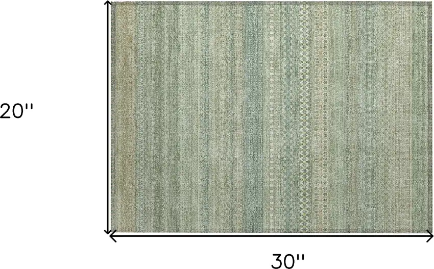 Artichoke Green Striped Washable Non Skid Indoor Outdoor Area Rug Photo 3