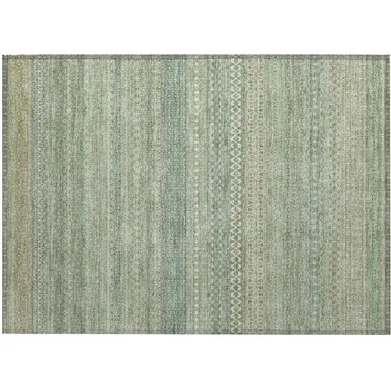 Artichoke Green Striped Washable Non Skid Indoor Outdoor Area Rug Photo 2