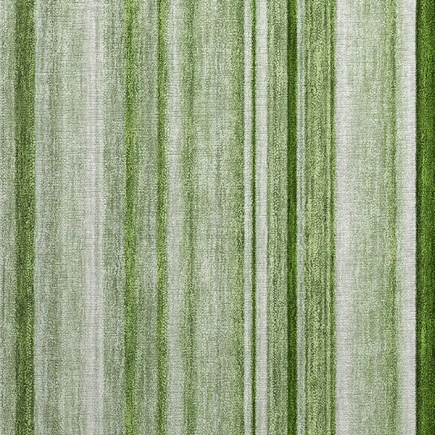 Artichoke Green Striped Washable Indoor Outdoor Area Rug Photo 5