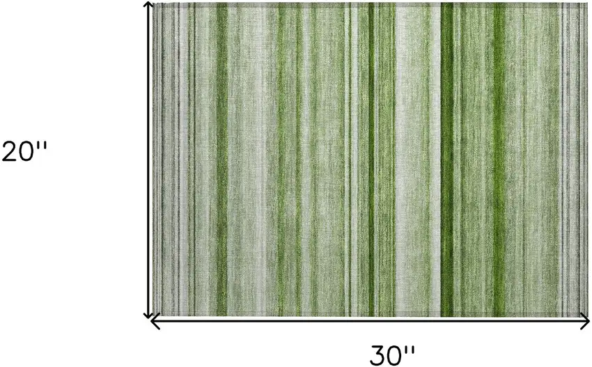 Artichoke Green Striped Washable Indoor Outdoor Area Rug Photo 9