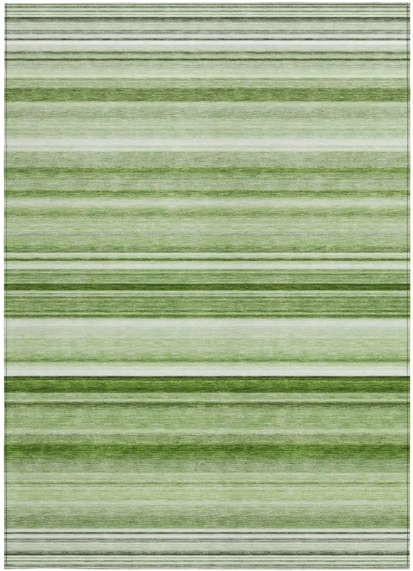 Artichoke Green Striped Washable Non Skid Indoor Outdoor Area Rug Photo 3