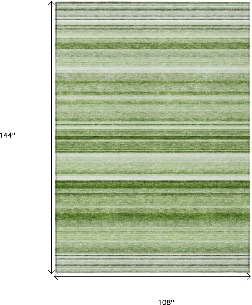Artichoke Green Striped Washable Indoor Outdoor Area Rug Photo 3
