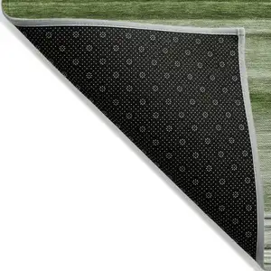 Photo of Artichoke Green Striped Washable Non Skid Indoor Outdoor Area Rug