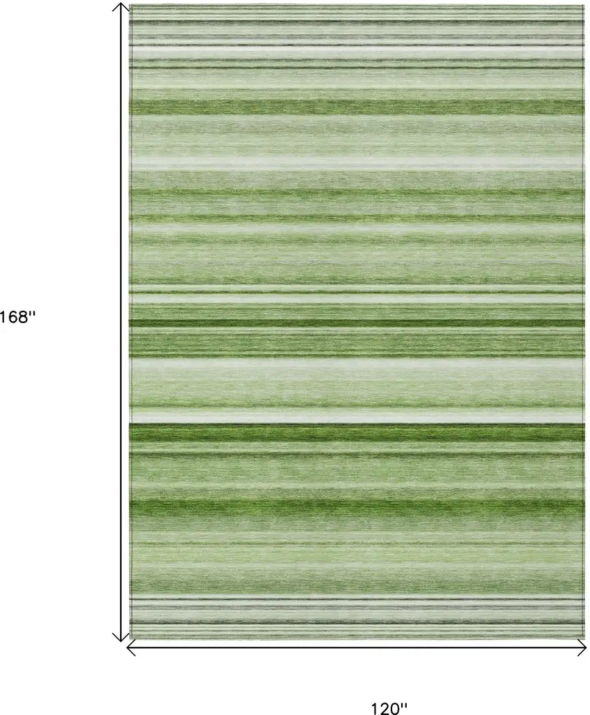 Artichoke Green Striped Washable Indoor Outdoor Area Rug Photo 3