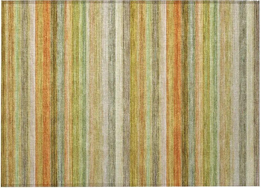 Artichoke Green Striped Washable Non Skid Indoor Outdoor Area Rug Photo 5