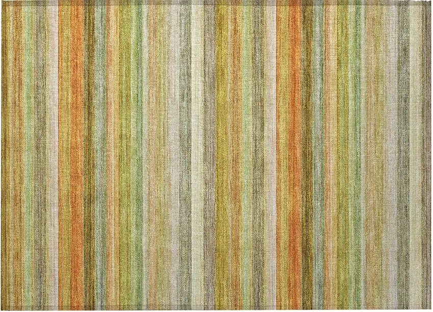 Artichoke Green Striped Washable Non Skid Indoor Outdoor Area Rug Photo 5