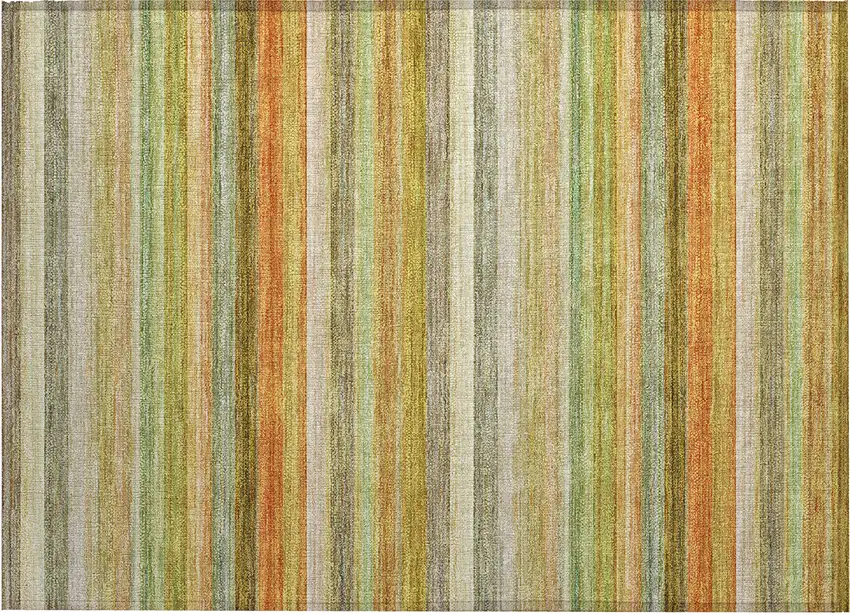 Artichoke Green Striped Washable Non Skid Indoor Outdoor Area Rug Photo 2