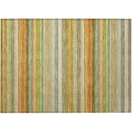 Artichoke Green Striped Washable Non Skid Indoor Outdoor Area Rug Photo 4