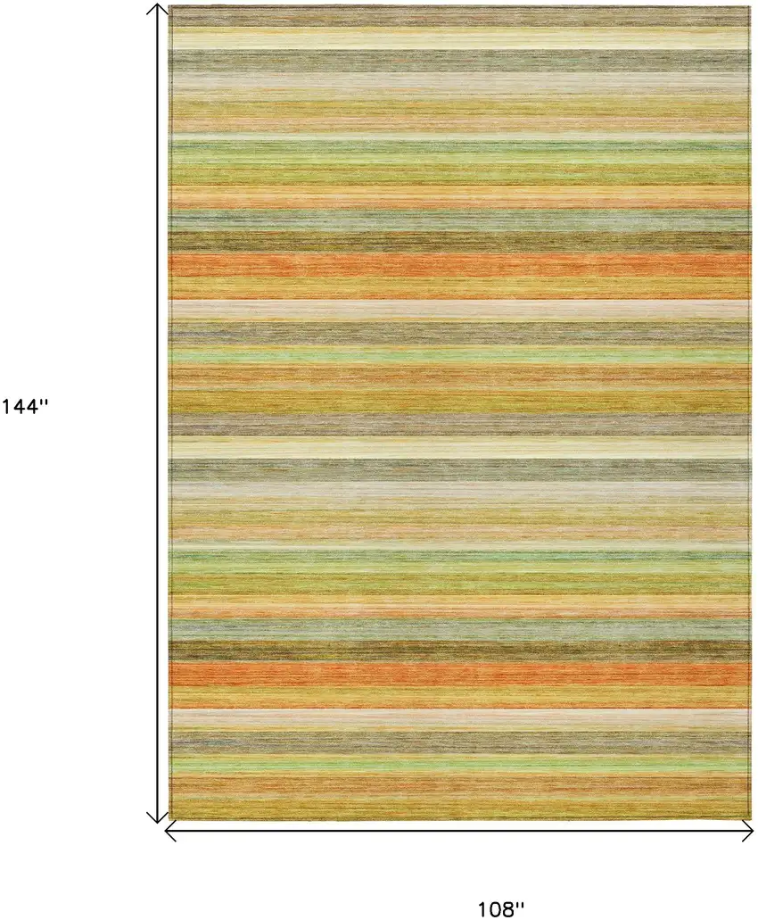 Artichoke Green Striped Washable Non Skid Indoor Outdoor Area Rug Photo 3