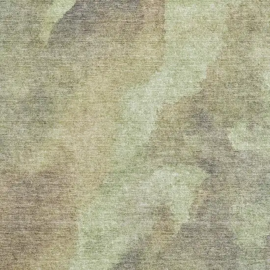 Artichoke Green Taupe And Brown Abstract Washable Area Rug With UV Protection Photo 3