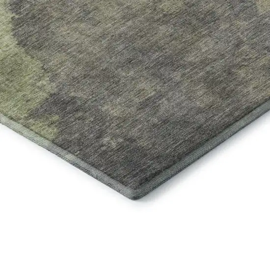 Artichoke Green Taupe And Brown Abstract Washable Area Rug With UV Protection Photo 7