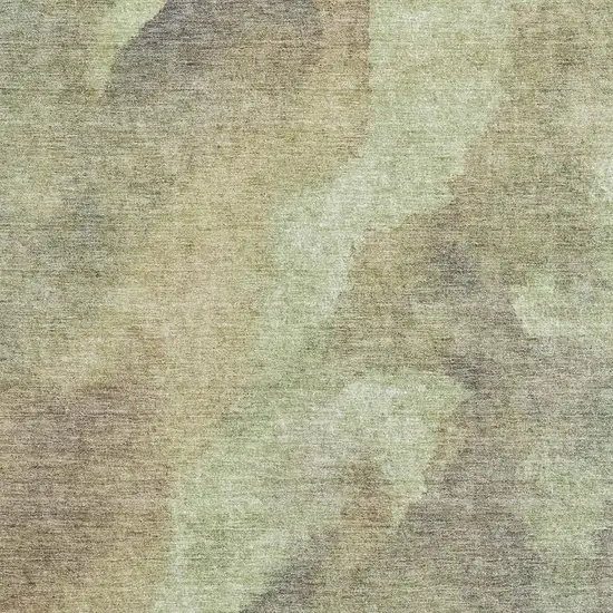 Artichoke Green Taupe And Brown Abstract Washable Area Rug With UV Protection Photo 3