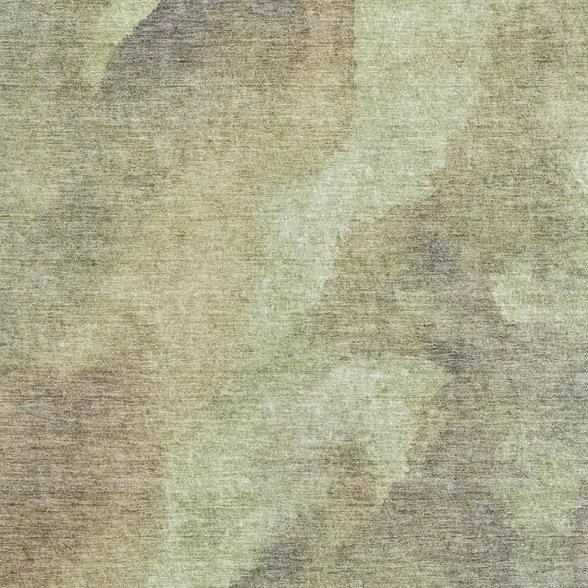 Artichoke Green Taupe And Brown Abstract Washable Area Rug With UV Protection Photo 3