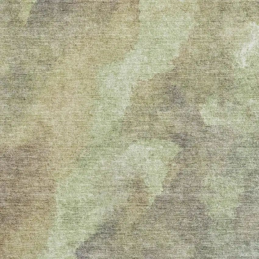 Artichoke Green Taupe And Brown Abstract Washable Area Rug With UV Protection Photo 3