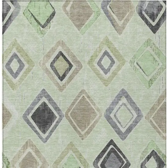 Artichoke Green Taupe And Gray Geometric Washable Indoor Outdoor Area Rug Photo 4