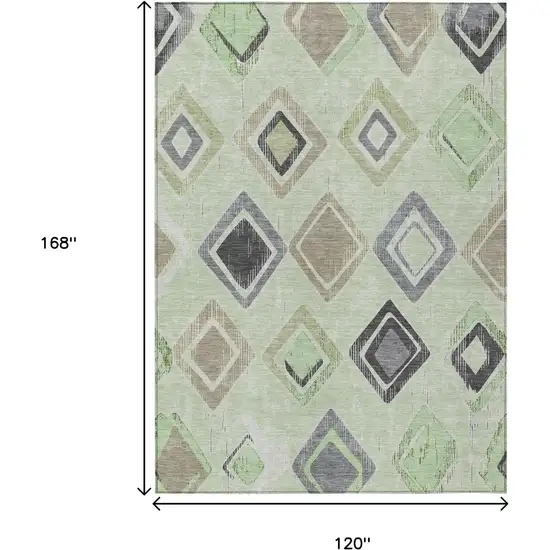 Artichoke Green Taupe And Gray Geometric Washable Indoor Outdoor Area Rug Photo 9