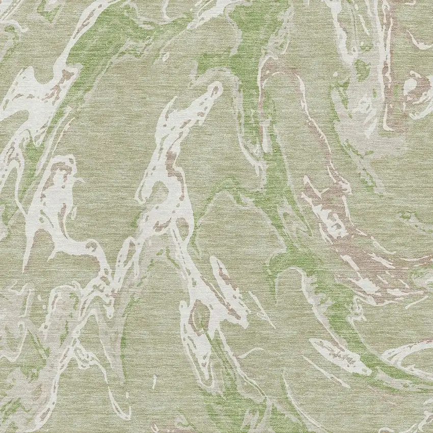 Artichoke Green Taupe And Ivory Abstract Washable Area Rug With UV Protection Photo 2