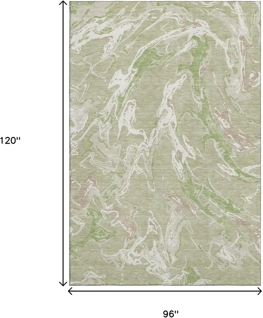 Artichoke Green Taupe And Ivory Abstract Washable Area Rug With UV Protection Photo 9