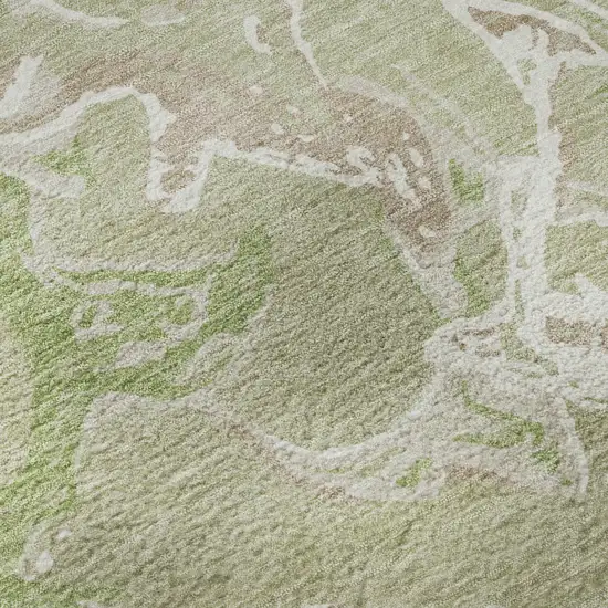 Artichoke Green Taupe And Ivory Abstract Washable Area Rug With UV Protection Photo 9