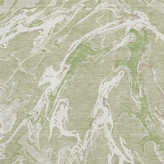 Artichoke Green Taupe And Ivory Abstract Washable Area Rug With UV Protection Photo 2