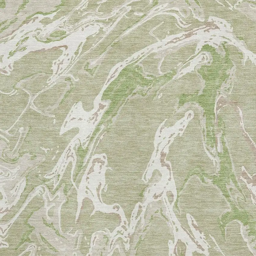 Artichoke Green Taupe And Ivory Abstract Washable Area Rug With UV Protection Photo 2