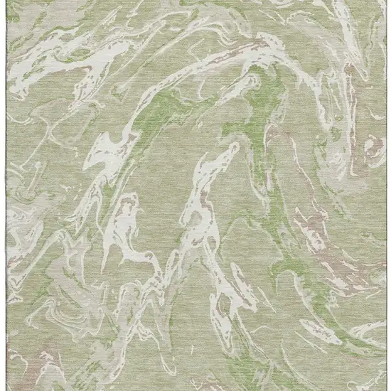 Artichoke Green Taupe And Ivory Abstract Washable Area Rug With UV Protection Photo 3