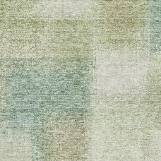 Artichoke Green Teal Blue And Beige Abstract Washable Area Rug With UV Protection Photo 3