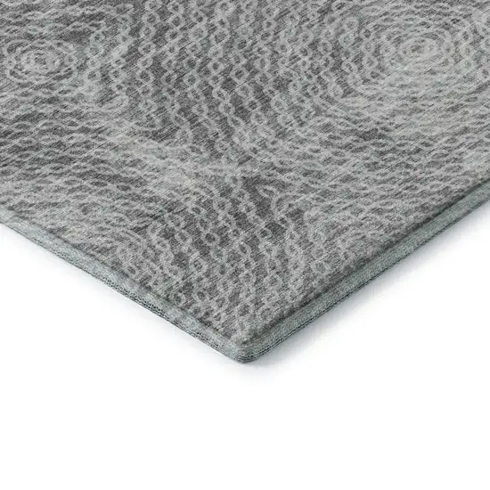 Ash Gray And Charcoal Geometric Washable Area Rug With UV Protection Photo 4